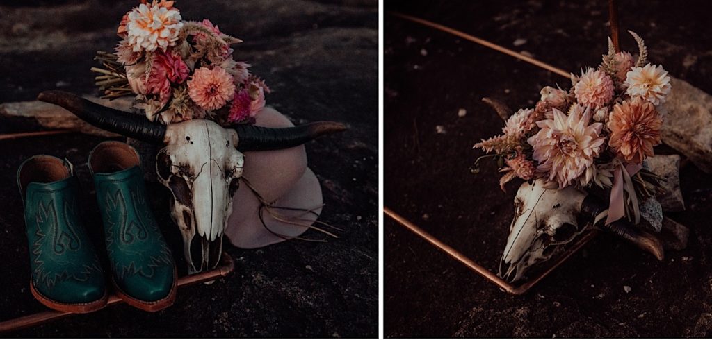 photos of the details for this arabia mountain elopement