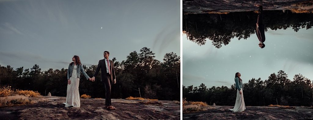 artsy photos of bride and grrom at an arabia mountain elopement