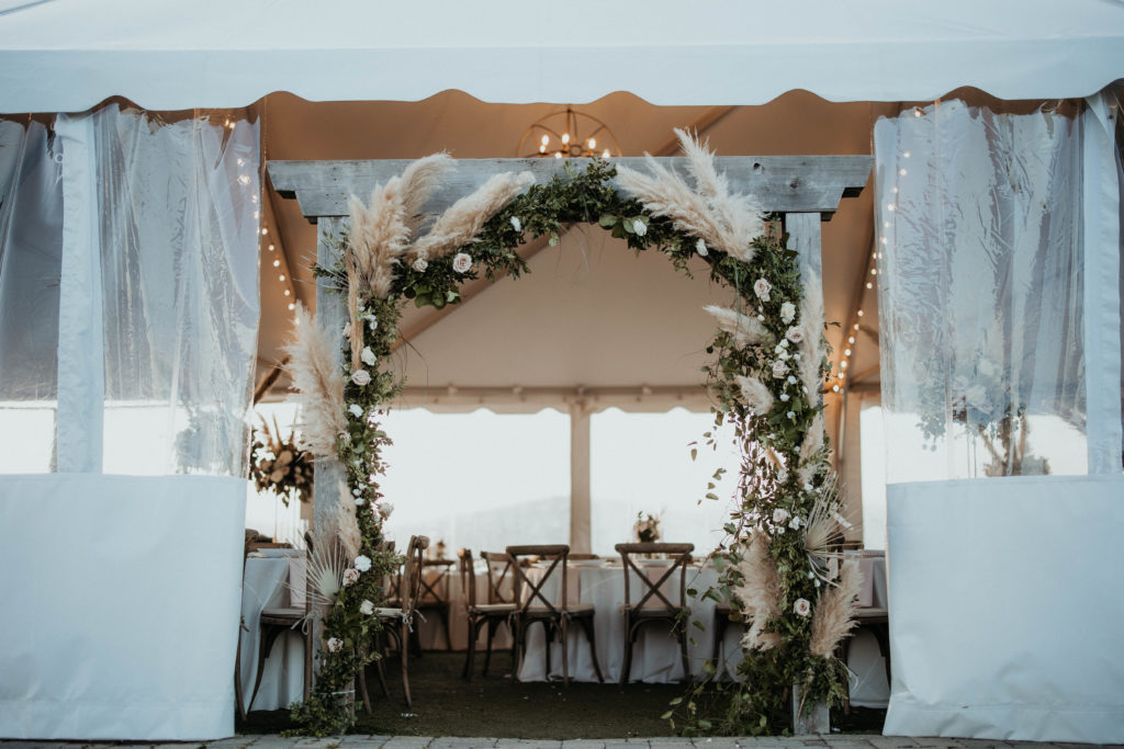 photo of the entrance of the reception tent at Kaya Vineyards & Winery, a premium Georgia wedding venue
