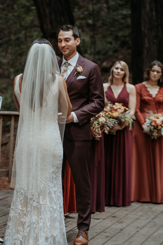 A fall redwood forest California wedding ceremony at Kennolyn Camps