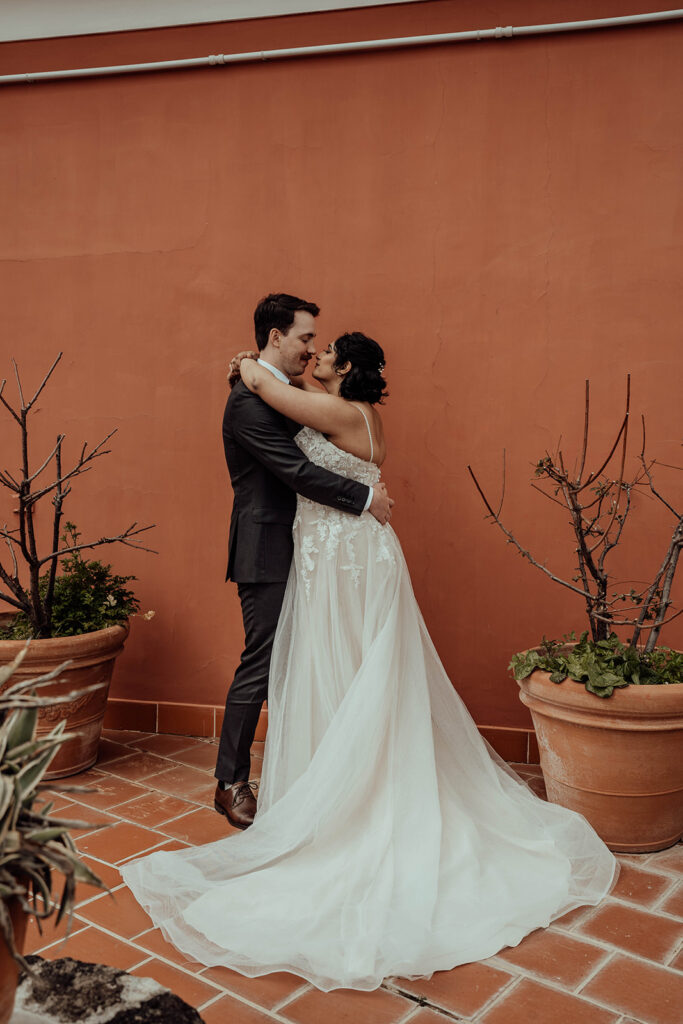 Bride and groom portraits from a Positano elopement in Italy