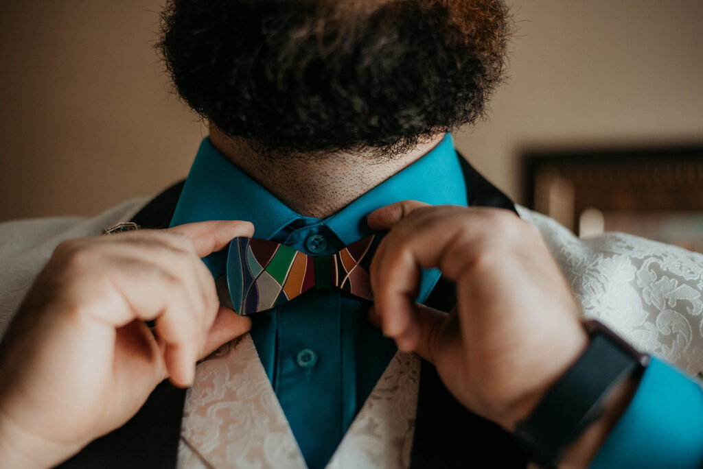 Groom with colorful bowtie