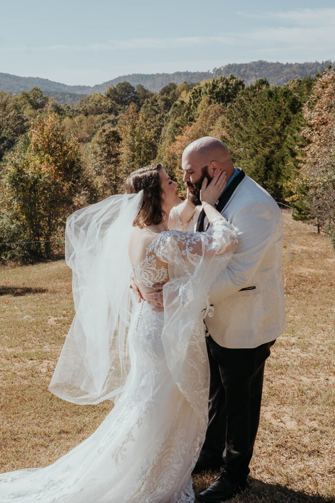 Bride and grooms first looks at Cherrywood Ranch - North Georgia wedding venue