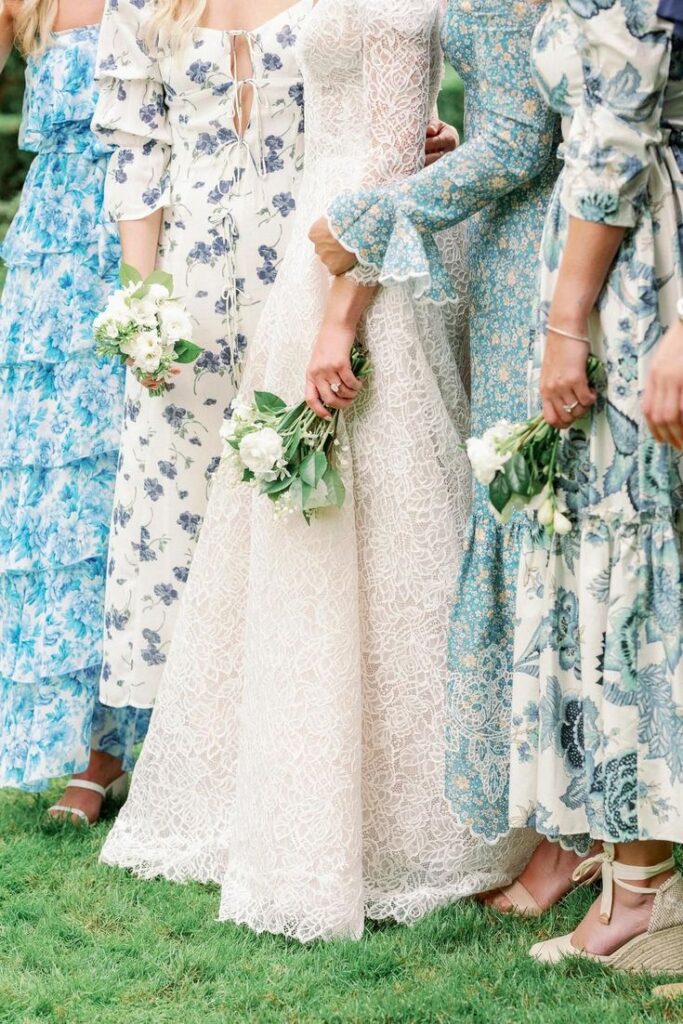 Mismatched floral bridesmaid dresses