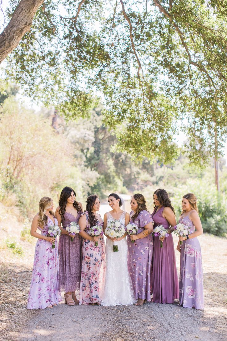 Purple floral bridesmaid dresses