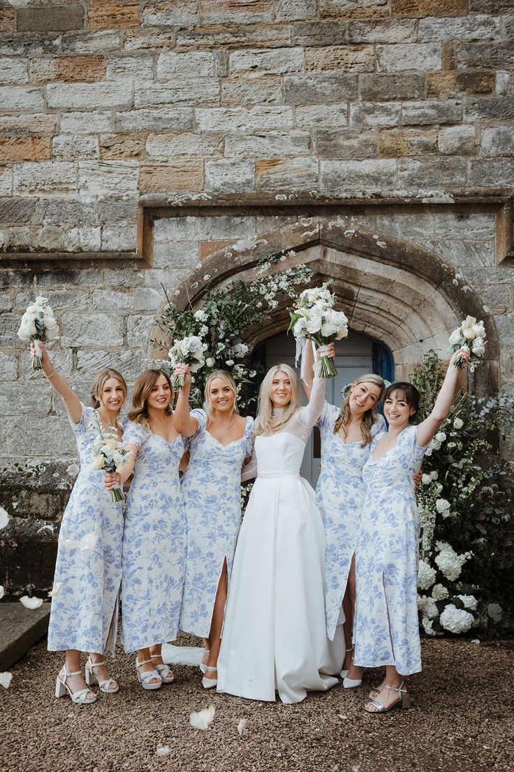 Blue floral bridesmaid dress