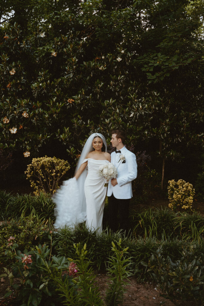 Bride and groom portraits at The Wildflower 301 - Garden wedding venues in Georgia