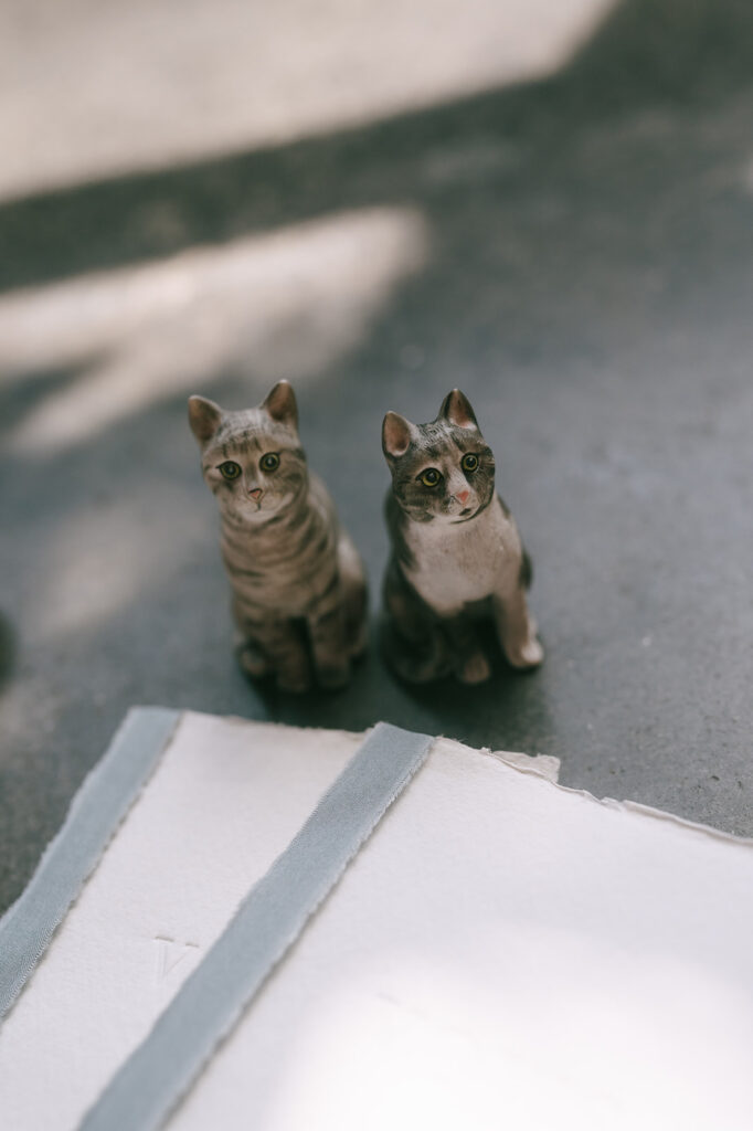 Cat figurines wedding detail shot