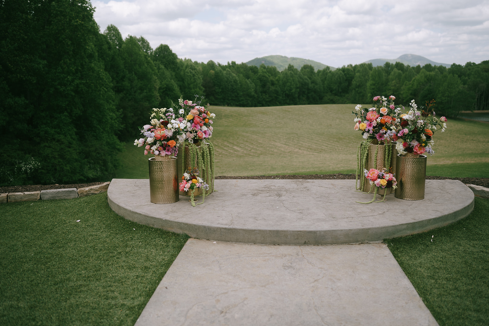 A beautiful outdoor Meadows at Mossy Creek wedding ceremony in Cleveland, Georgia
