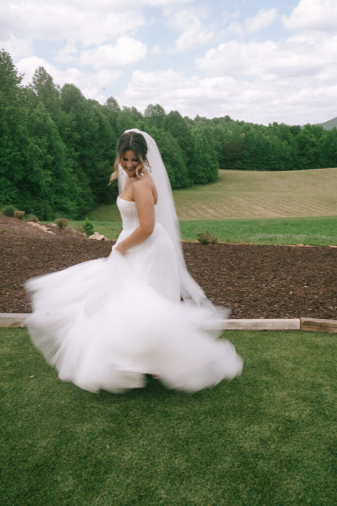 Outdoor bridal portraits from a Meadows at Mossy Creek wedding