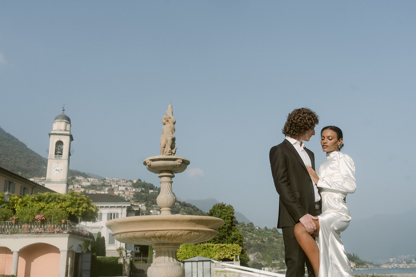 Bride and groom portraits from their wedding in Lake Como