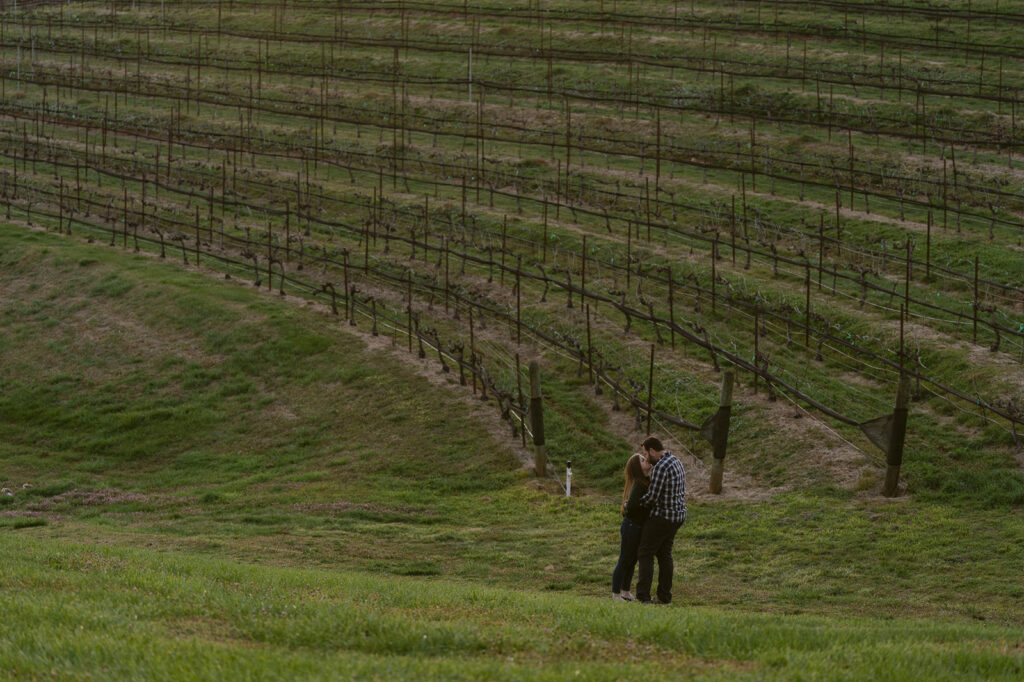 couple kissing during their engagement photoshoot 