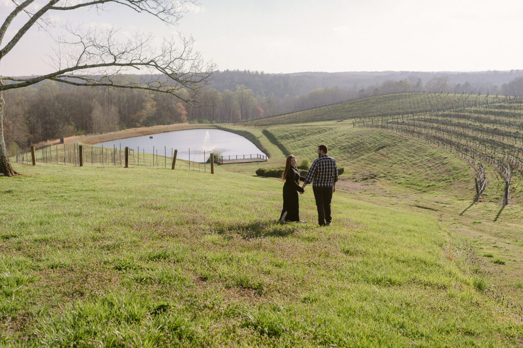 happy couple at their picnic themed engagement session