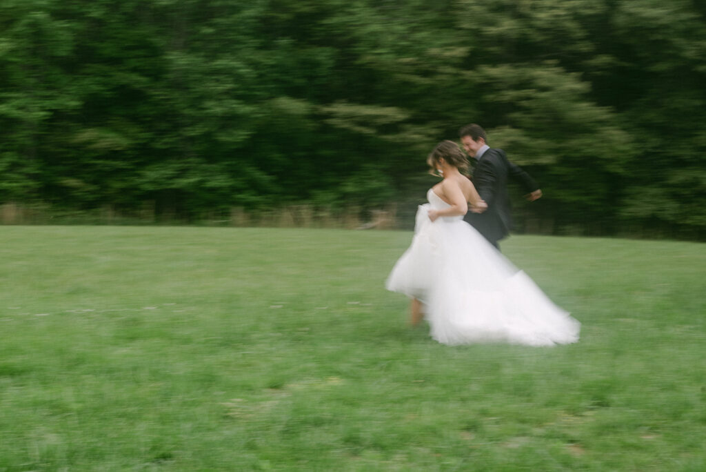 bride and groom walking around the wedding venue 