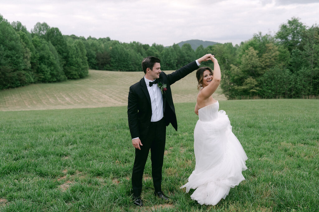 bride and groom dancing at the wedding venue