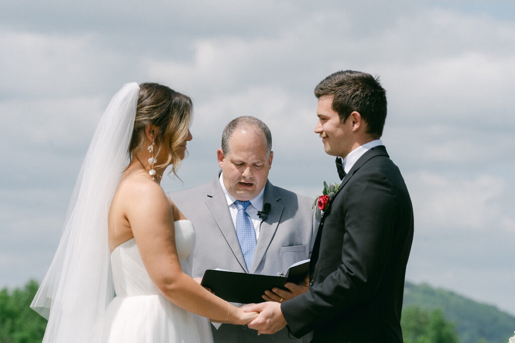 happy couple at their ethereal wedding ceremony