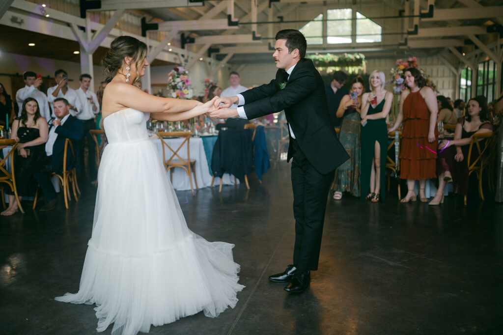 bride and groom dancing 