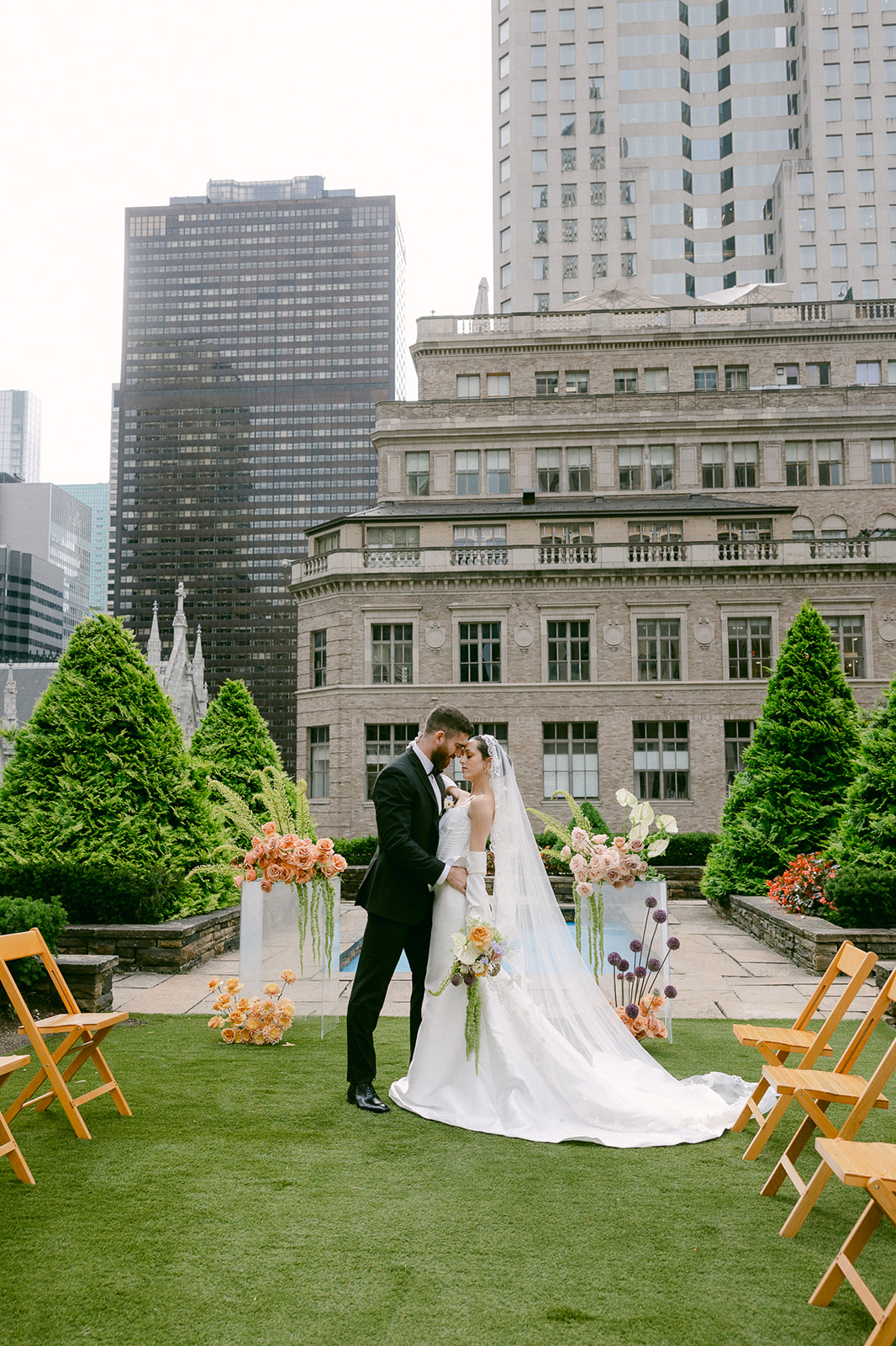 bride and groom kissing