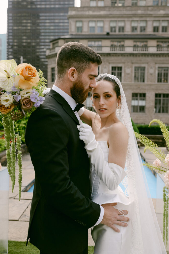 bride and groom at their beautiful wedding venue