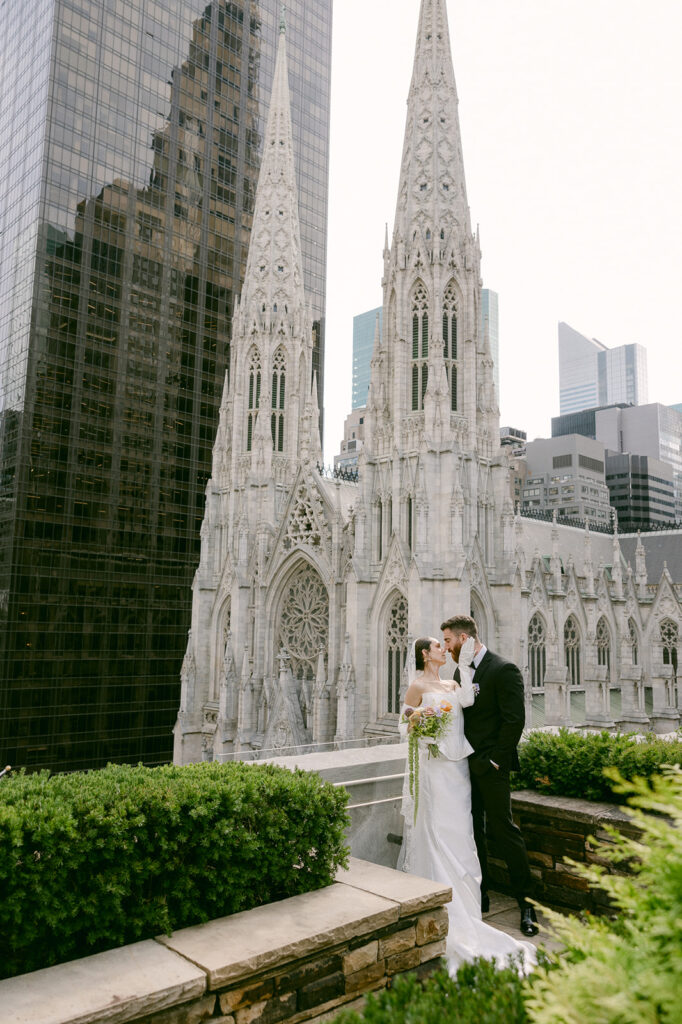 bride and groom at their amazing wedding venue in new york