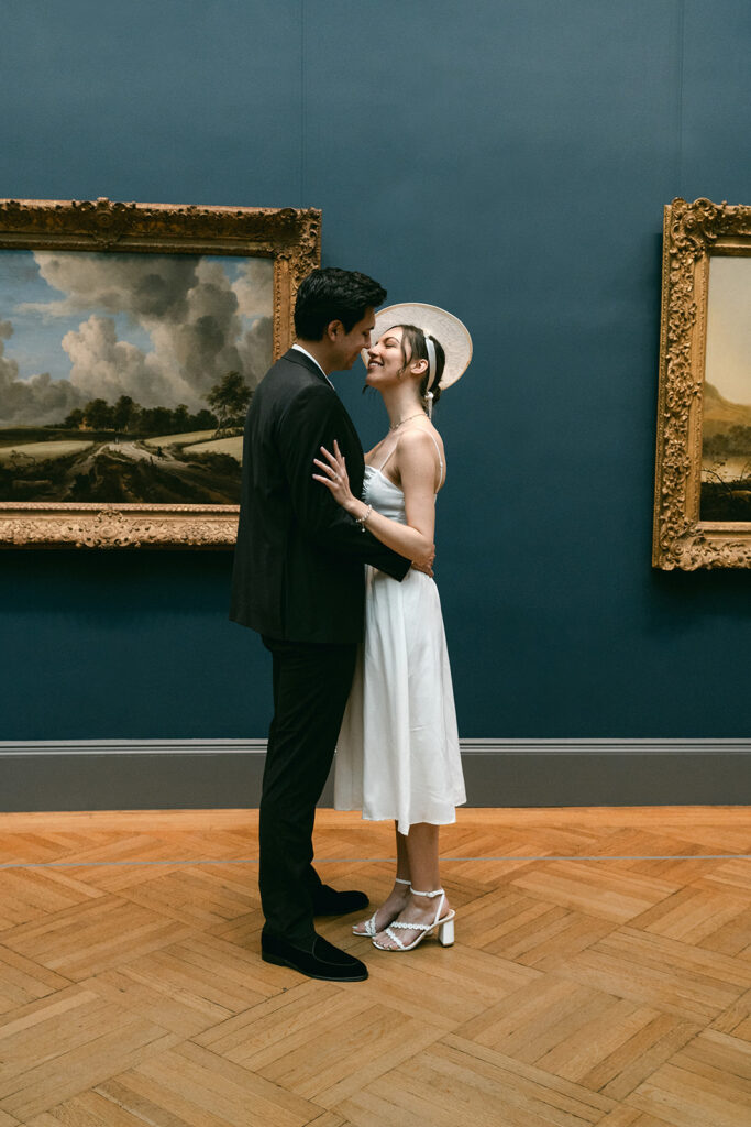 cute couple looking at each other during their pre wedding photoshoot