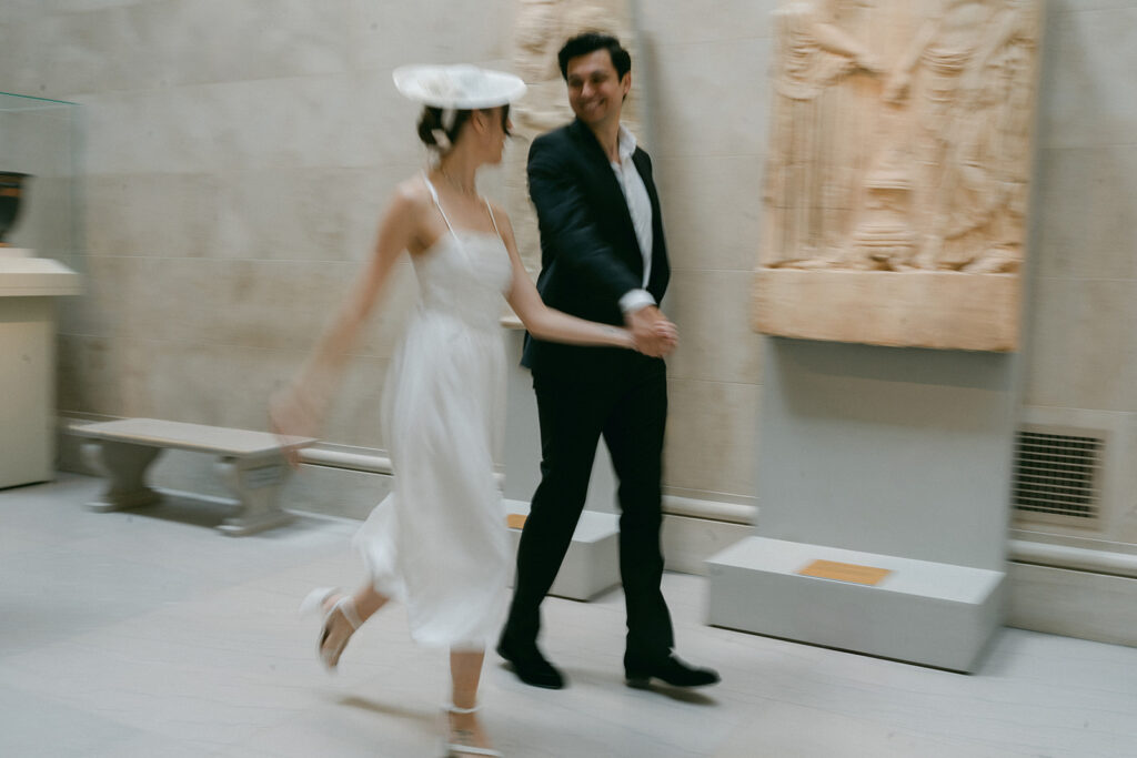 couple walking around the MET