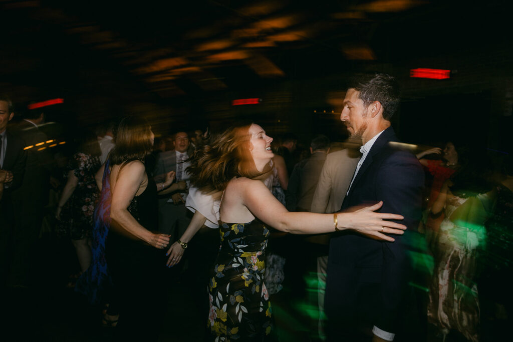 guests dancing at the wedding reception