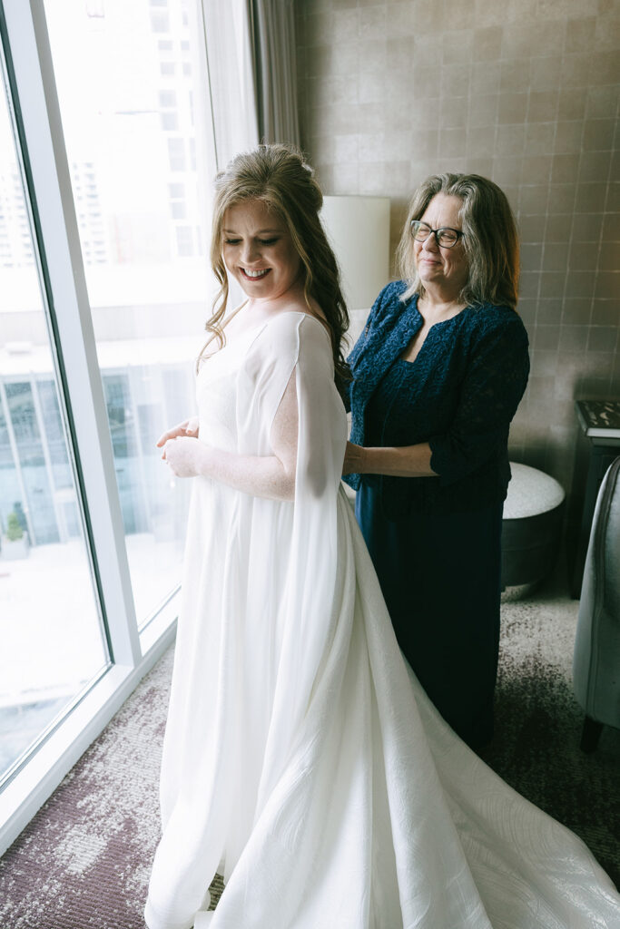 bride getting ready for her wedding ceremony 