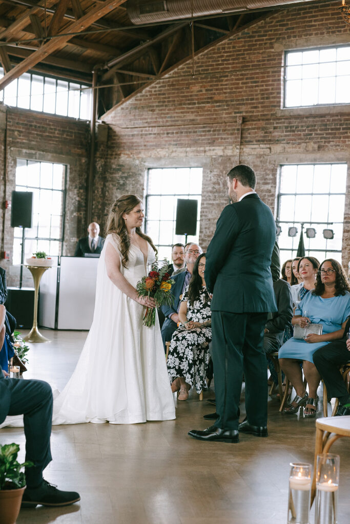 bride and groom at their intimate wedding ceremony 