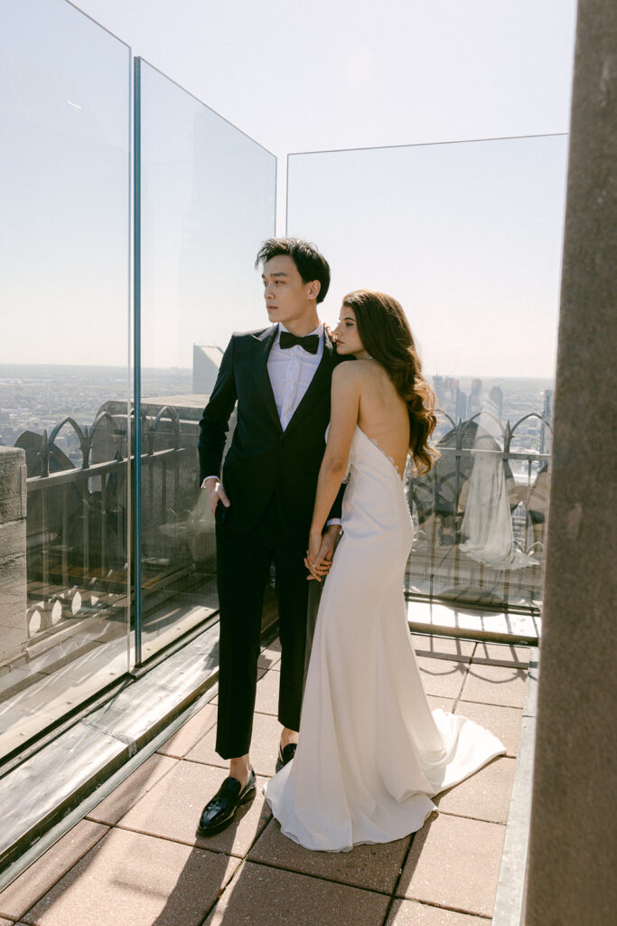 cute couple at their engagement photoshoot in new york