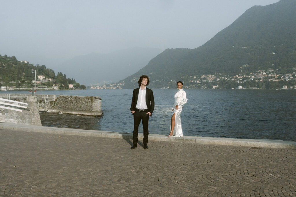 couple at their Fun Pre Wedding Session in Lake Como, Italy