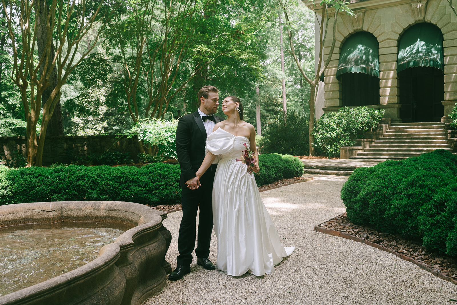 bride and groom at their wedding venue