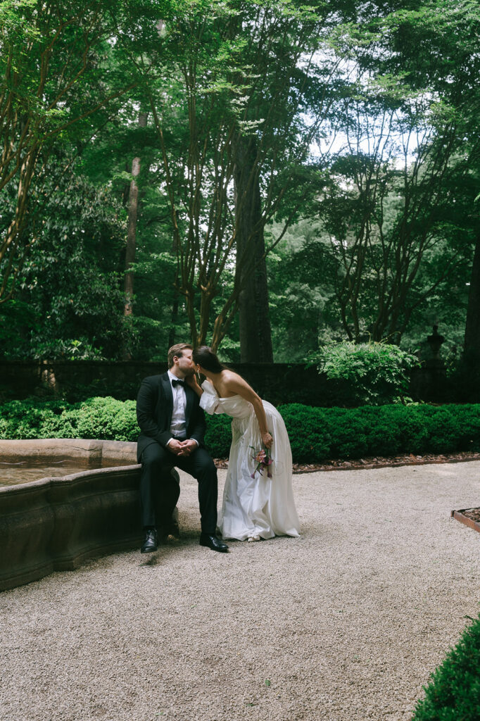 bride and groom kissing