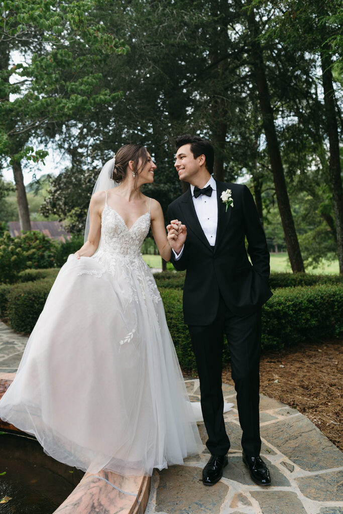 couple at their old money wedding