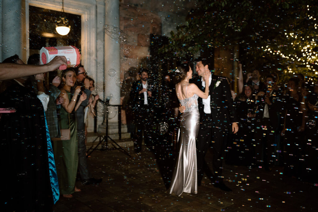 bride and groom send off