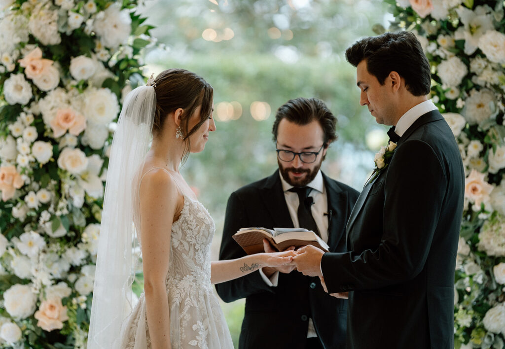 bride and groom at their wedding ceremony 