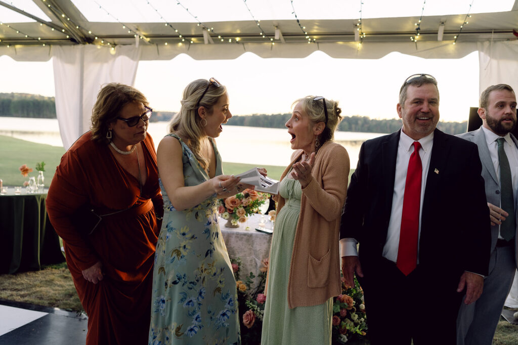 happy guests at the wedding reception