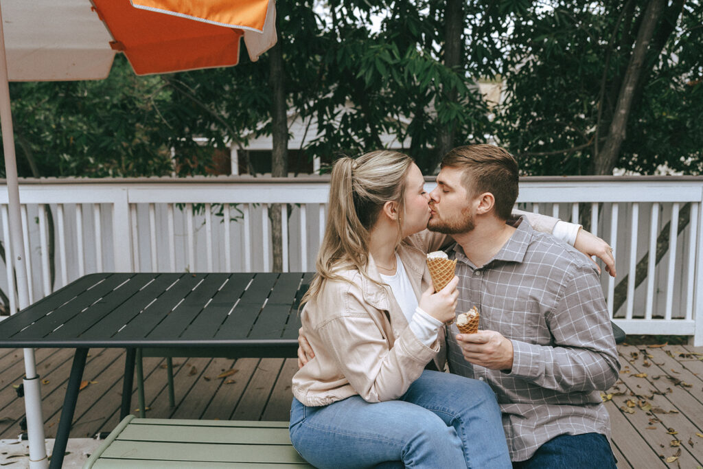 cute couple at their fun engagement session