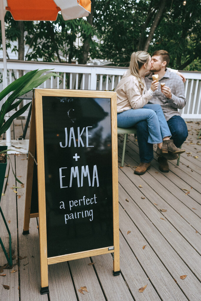 cute photoshoot at an ice cream shop