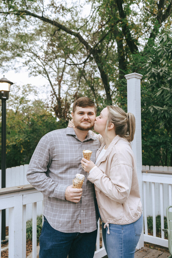 fiance kissing her fiance on the cheek