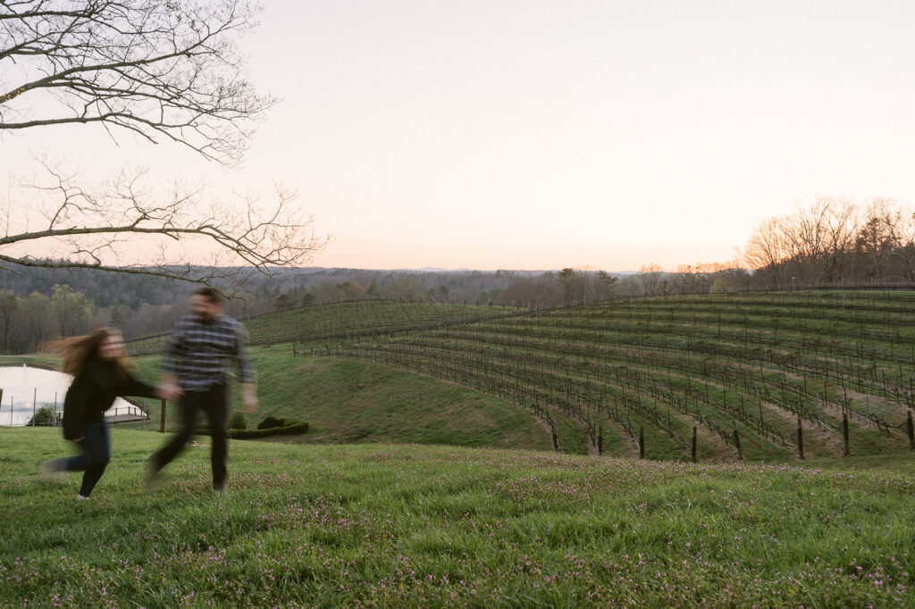 couple at their sunset engagement photos