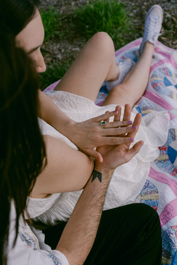 closeup of the engagement ring 