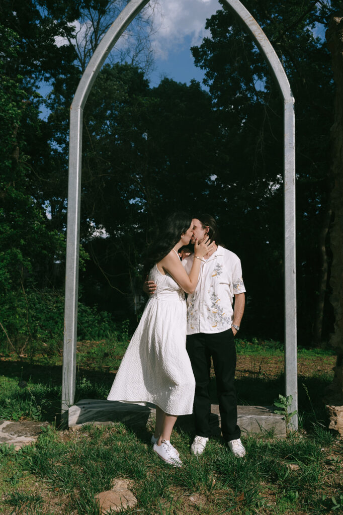 couple kissing during their photoshoot