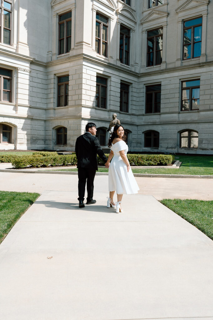 cute couple at the Atlanta city hall 