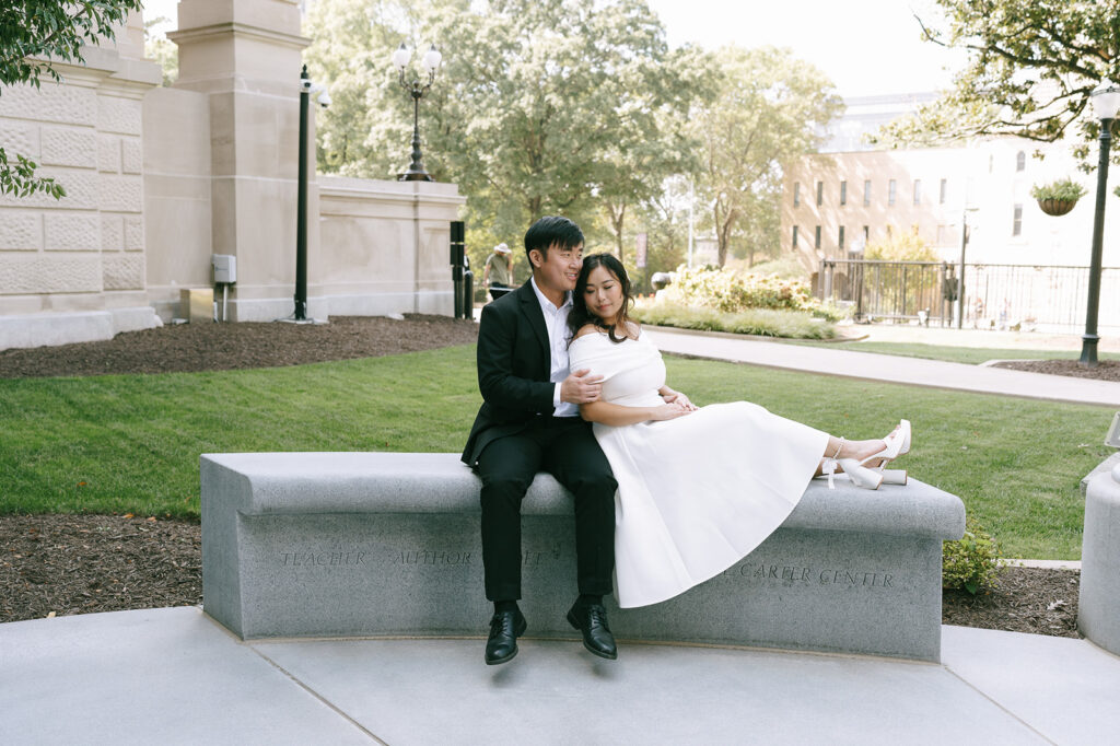 happy couple at their engagement session