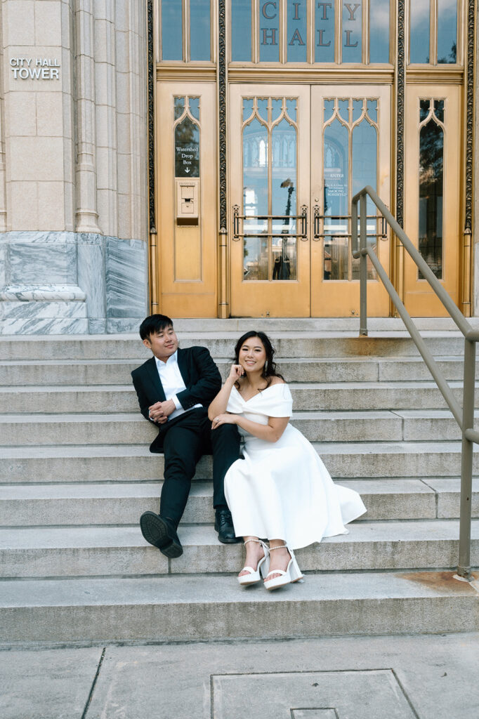 couple looking at the camera during their session