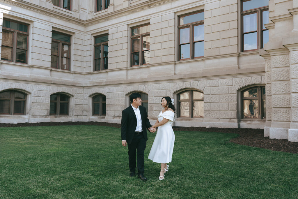 couple dancing during their engagement session