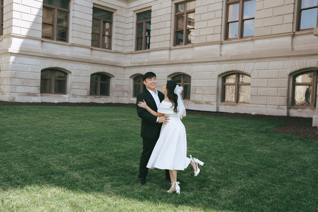 cute couple dancing during their photoshoot