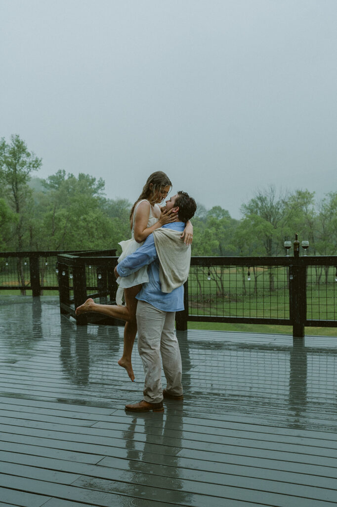 rainy engagement session