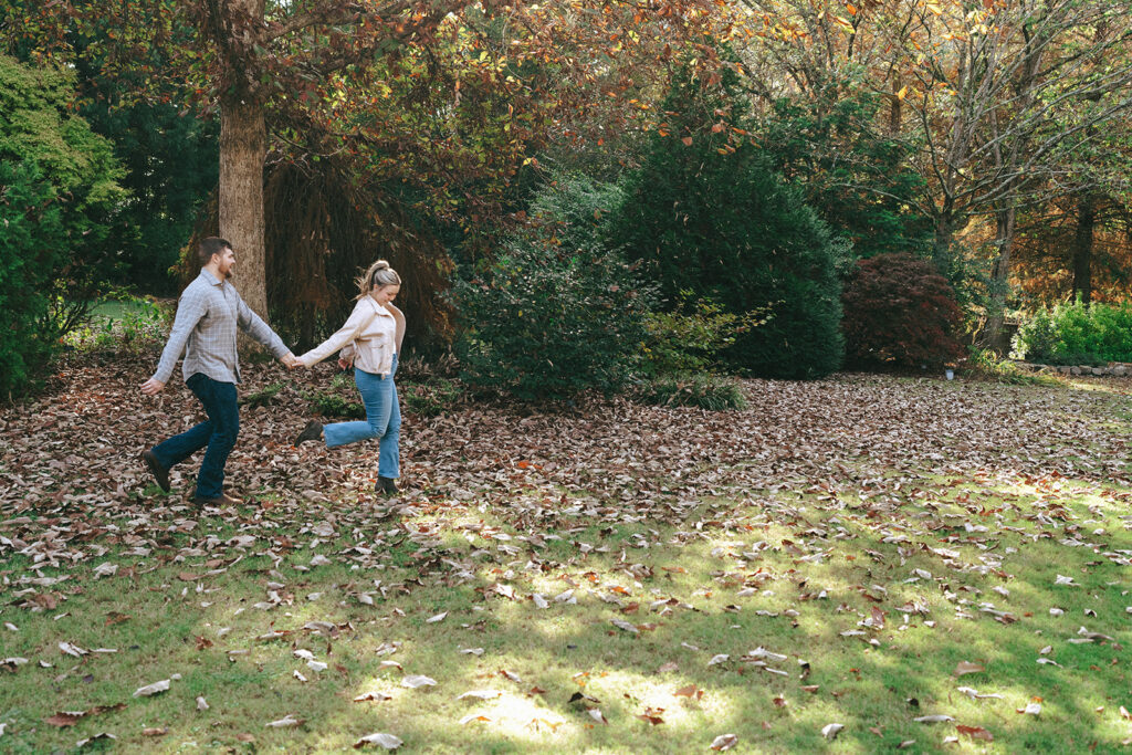 couple playing during their engagement session